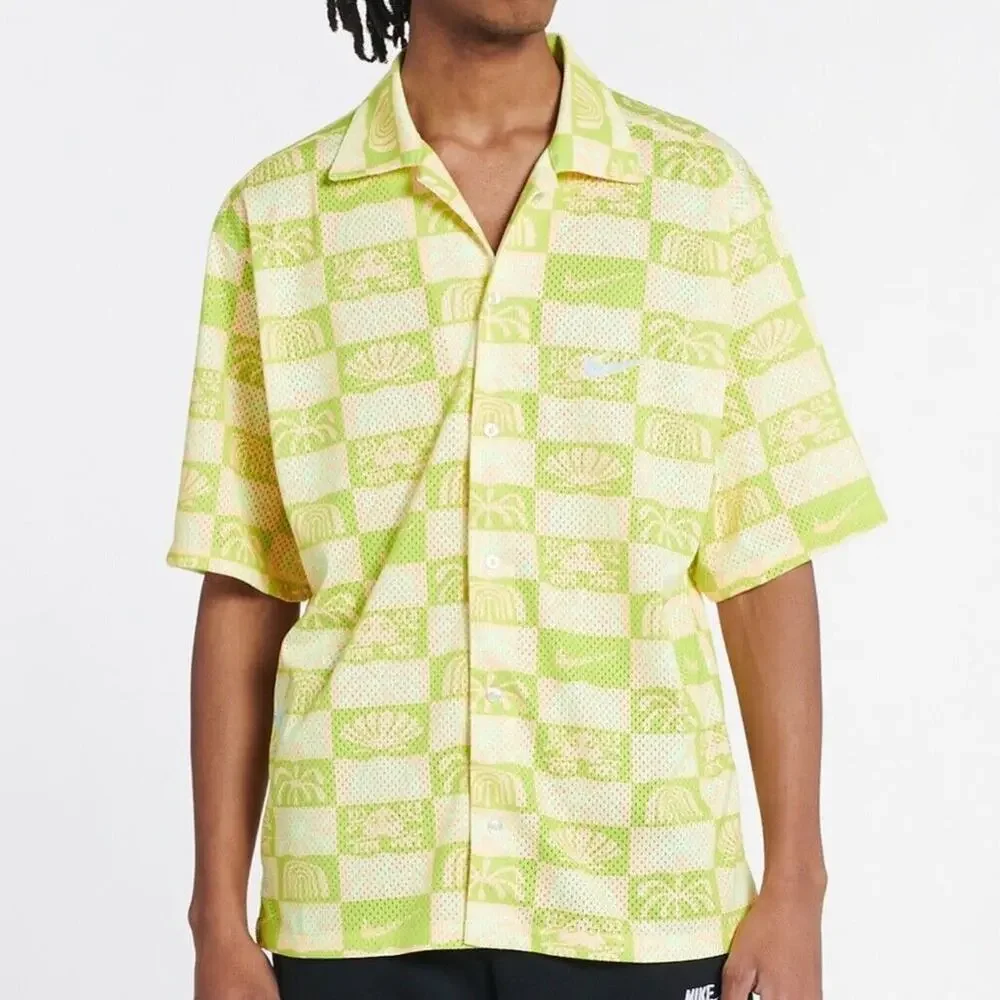 Nike Spring Break Standard Fit Mesh Short Sleeve Button-Up Camp Shirt - NWT NEW - Picture 1 of 6